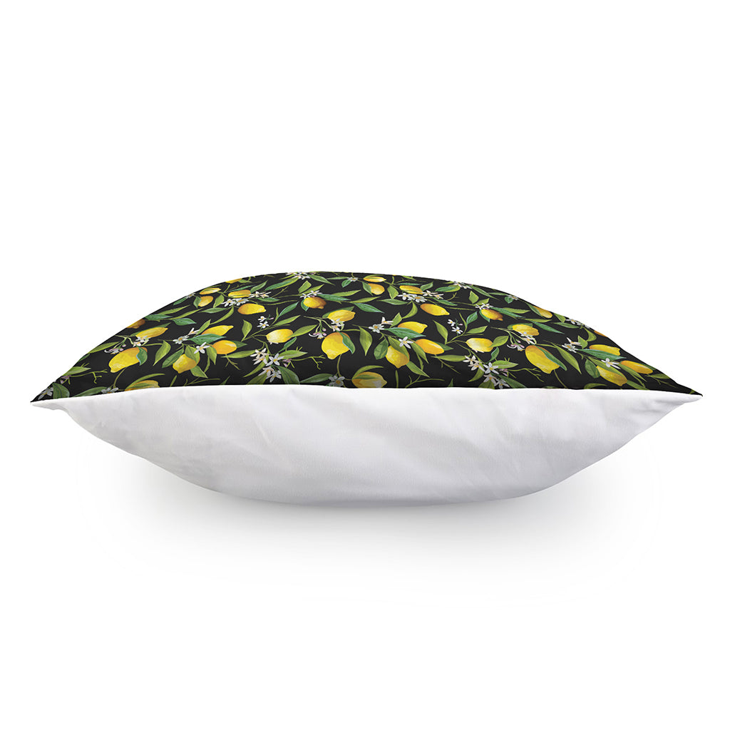 Lemon And Flower Pattern Print Pillow Cover