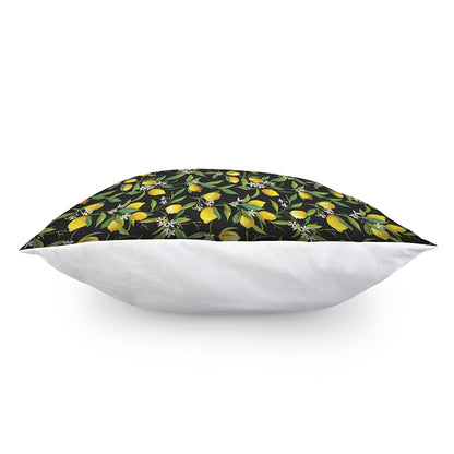 Lemon And Flower Pattern Print Pillow Cover