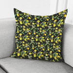 Lemon And Flower Pattern Print Pillow Cover