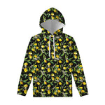 Lemon And Flower Pattern Print Pullover Hoodie