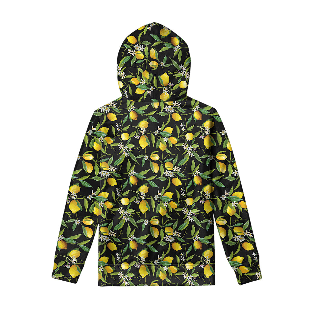Lemon And Flower Pattern Print Pullover Hoodie