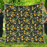 Lemon And Flower Pattern Print Quilt