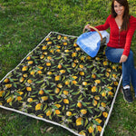 Lemon And Flower Pattern Print Quilt