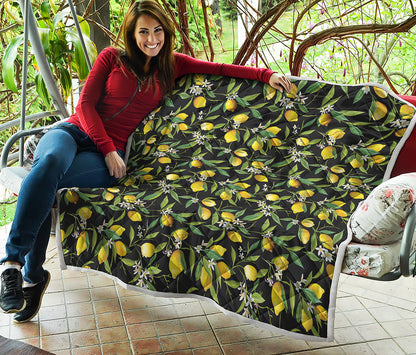 Lemon And Flower Pattern Print Quilt