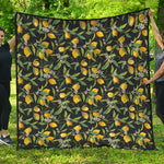 Lemon And Flower Pattern Print Quilt