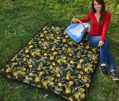Lemon And Flower Pattern Print Quilt