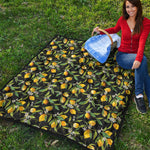Lemon And Flower Pattern Print Quilt
