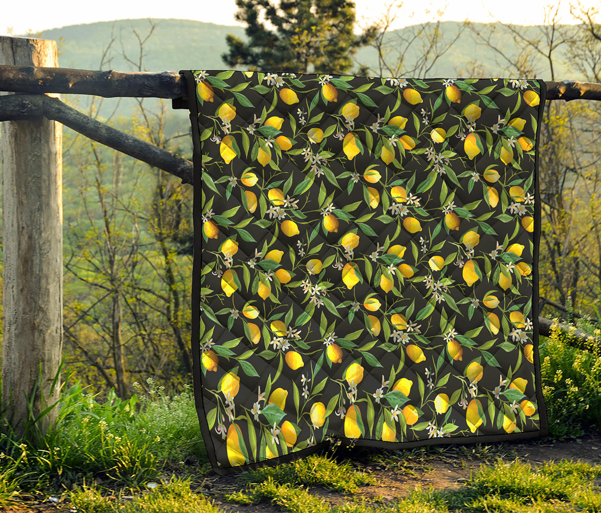Lemon And Flower Pattern Print Quilt