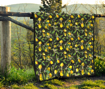 Lemon And Flower Pattern Print Quilt