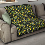 Lemon And Flower Pattern Print Quilt