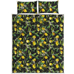 Lemon And Flower Pattern Print Quilt Bed Set