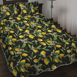 Lemon And Flower Pattern Print Quilt Bed Set