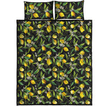 Lemon And Flower Pattern Print Quilt Bed Set