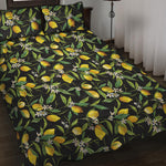 Lemon And Flower Pattern Print Quilt Bed Set