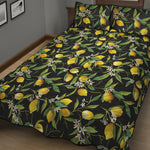 Lemon And Flower Pattern Print Quilt Bed Set