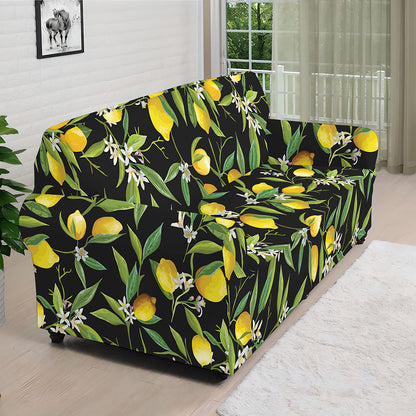 Lemon And Flower Pattern Print Sofa Cover