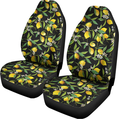 Lemon And Flower Pattern Print Universal Fit Car Seat Covers