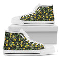 Lemon And Flower Pattern Print White High Top Sneakers