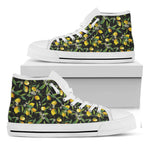 Lemon And Flower Pattern Print White High Top Shoes