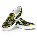 Lemon And Flower Pattern Print White Slip On Sneakers