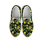 Lemon And Flower Pattern Print White Slip On Shoes