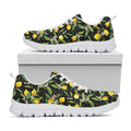 Lemon And Flower Pattern Print White Running Shoes