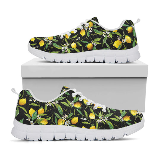 Lemon And Flower Pattern Print White Sneakers