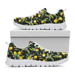 Lemon And Flower Pattern Print White Sneakers