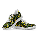 Lemon And Flower Pattern Print White Sneakers