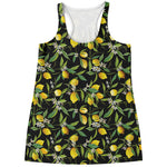 Lemon And Flower Pattern Print Women's Racerback Tank Top