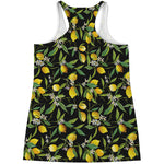 Lemon And Flower Pattern Print Women's Racerback Tank Top