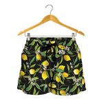 Lemon And Flower Pattern Print Women's Shorts