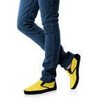 Lemon Slices Pattern Print Black Slip On Shoes