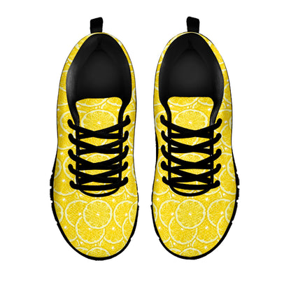 Lemon Slices Pattern Print Black Sneakers