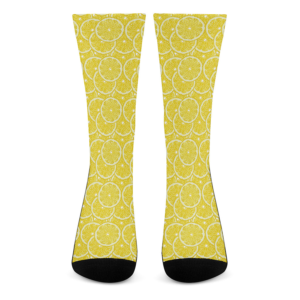 Lemon Slices Pattern Print Crew Socks