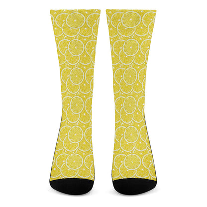 Lemon Slices Pattern Print Crew Socks