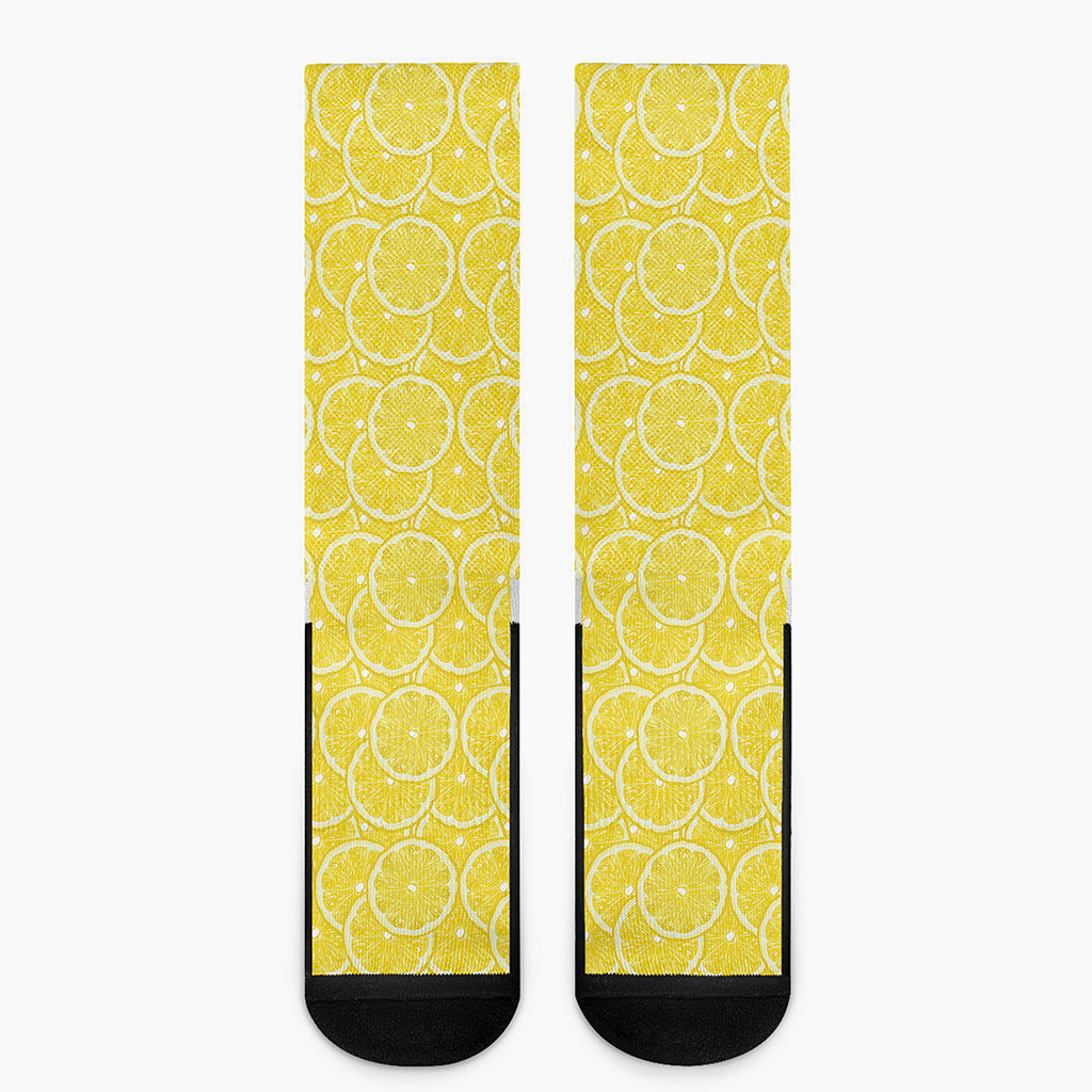 Lemon Slices Pattern Print Crew Socks