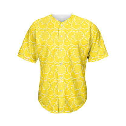 Lemon Slices Pattern Print Men's Baseball Jersey
