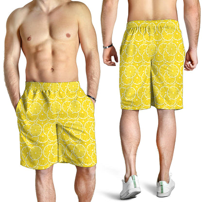 Lemon Slices Pattern Print Men's Shorts