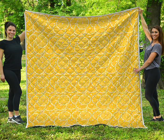 Lemon Slices Pattern Print Quilt