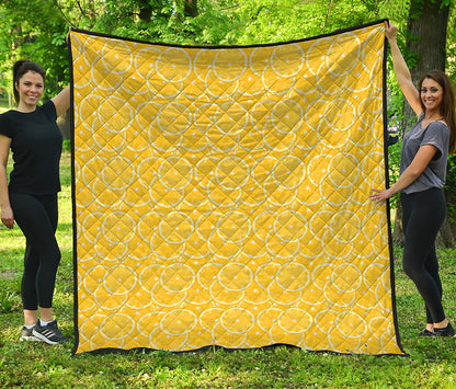 Lemon Slices Pattern Print Quilt