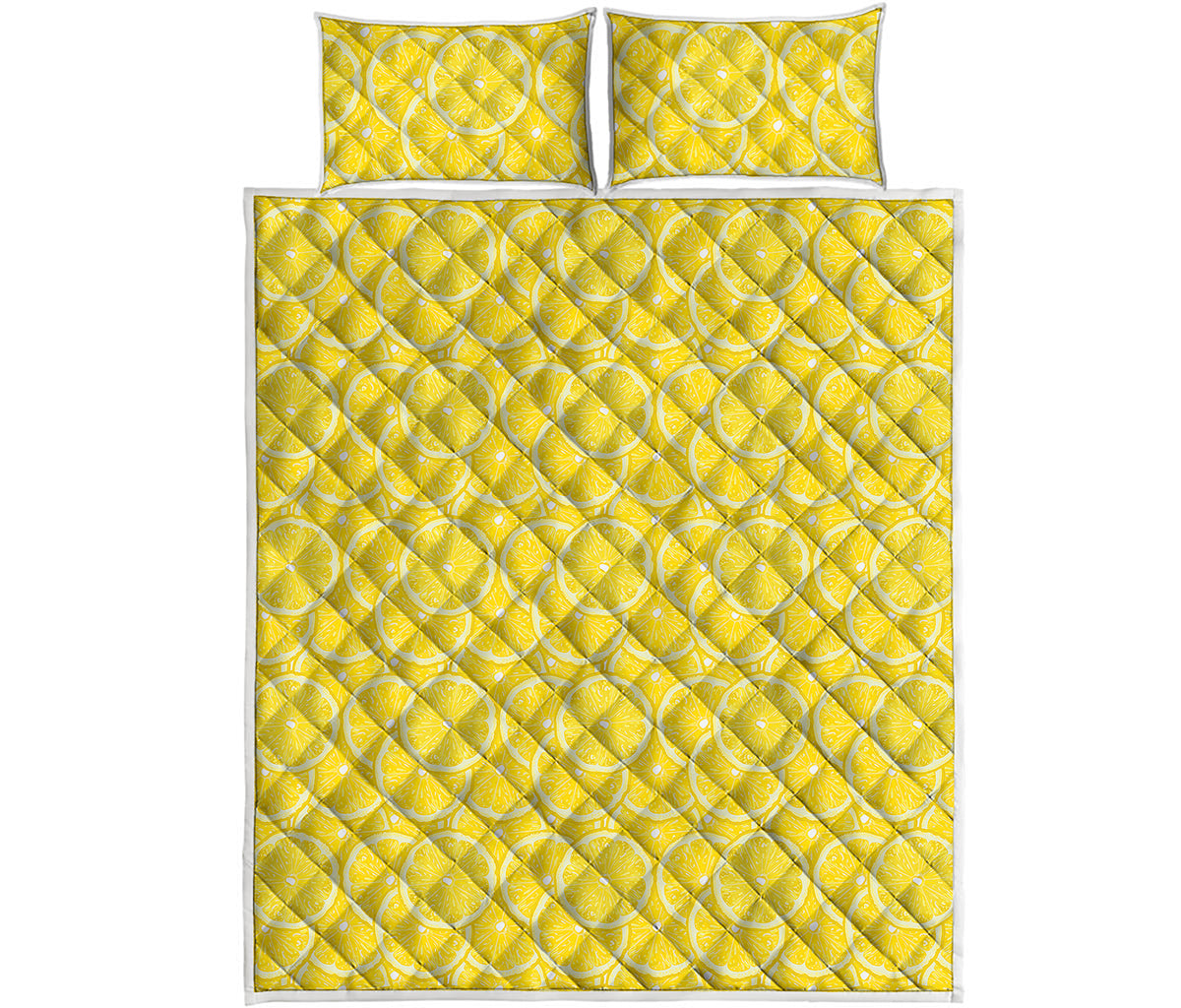 Lemon Slices Pattern Print Quilt Bed Set