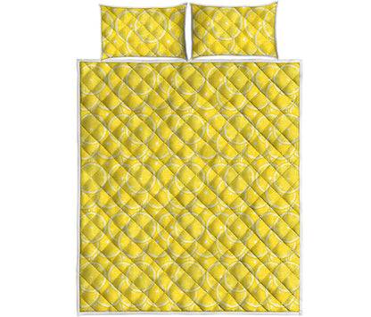 Lemon Slices Pattern Print Quilt Bed Set