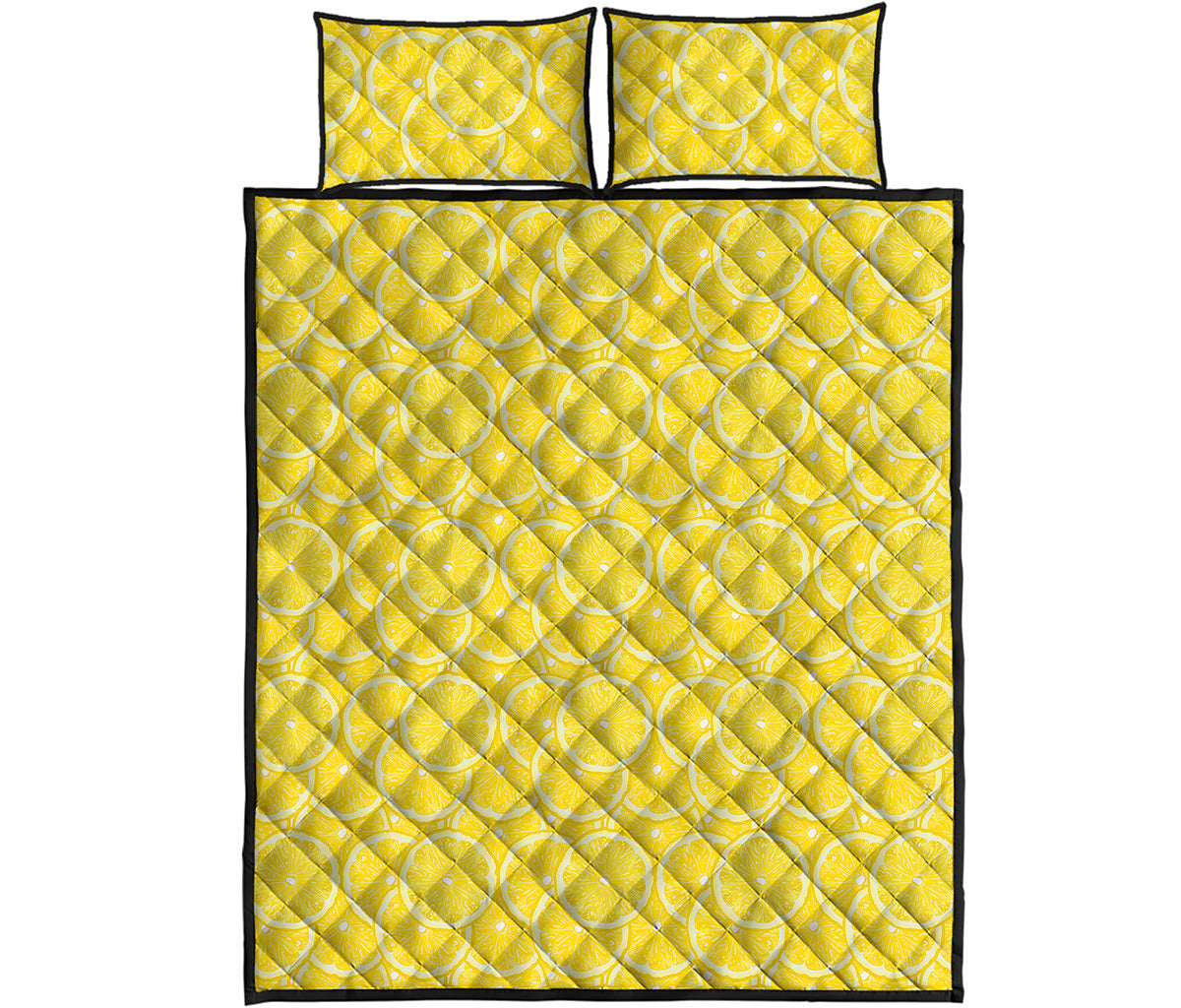 Lemon Slices Pattern Print Quilt Bed Set