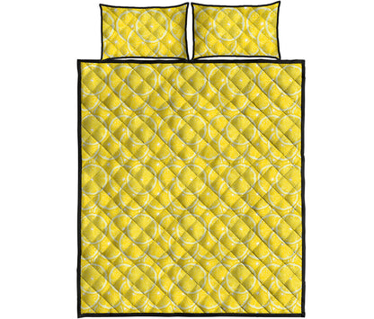 Lemon Slices Pattern Print Quilt Bed Set