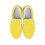 Lemon Slices Pattern Print White Slip On Shoes