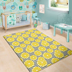 Lemon Striped Pattern Print Area Rug