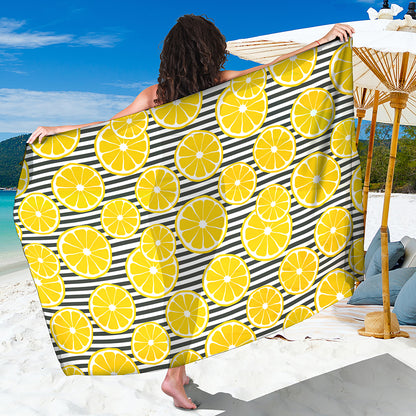 Lemon Striped Pattern Print Beach Sarong Wrap