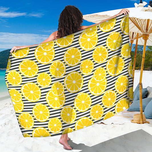Lemon Striped Pattern Print Beach Sarong Wrap