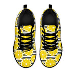 Lemon Striped Pattern Print Black Sneakers